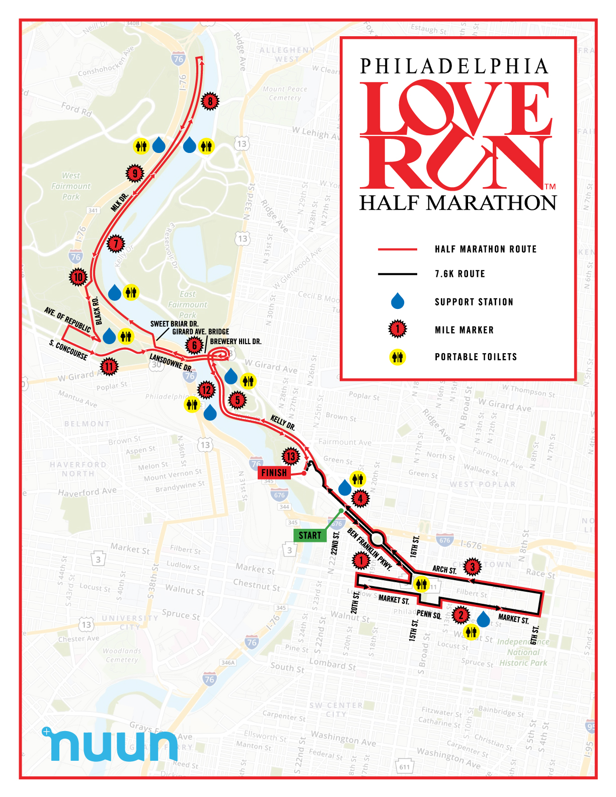 COURSE – Love Run Philadelphia Half Marathon